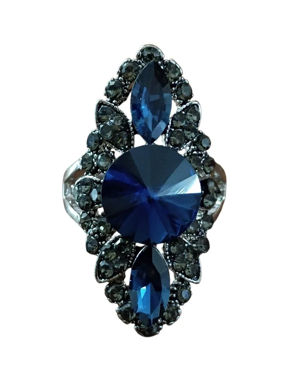 Blue Crystal Statement Ring Size 9- Women Jewelry